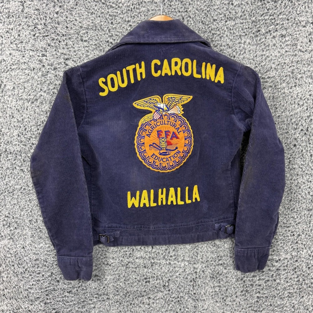 Vintage National FFA Jacket Mens 32 Blue Corduroy South Carolina Chainstitch